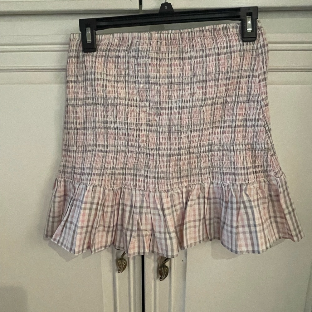French Connection Pink Plaid Ruffle Skirt - Picture 2 of 3